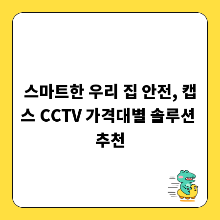 스마트한 우리 집 안전, 캡스 CCTV 가격대별 솔루션 추천