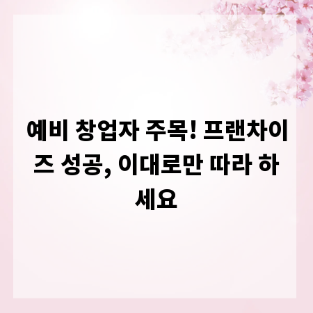 예비 창업자 주목! 프랜차이즈 성공, 이대로만 따라 하세요