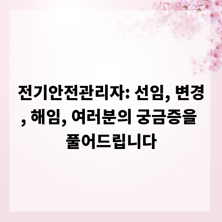 전기안전관리자: 선임, 변경, 해임, 여러분의 궁금증을 풀어드립니다