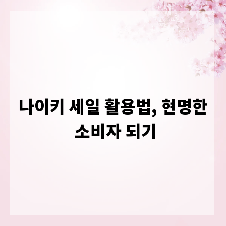 나이키 세일 활용법, 현명한 소비자 되기