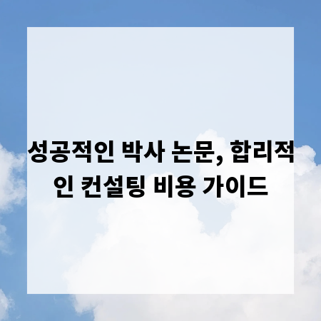 성공적인 박사 논문, 합리적인 컨설팅 비용 가이드