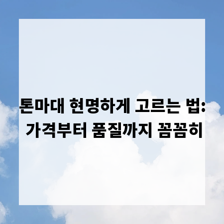 톤마대 현명하게 고르는 법: 가격부터 품질까지 꼼꼼히