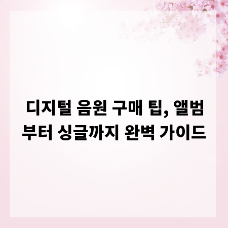 디지털 음원 구매 팁, 앨범부터 싱글까지 완벽 가이드