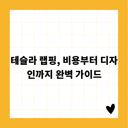 테슬라 랩핑, 비용부터 디자인까지 완벽 가이드