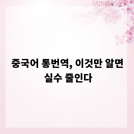중국어 통번역, 이것만 알면 실수 줄인다