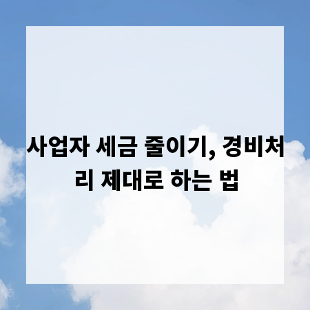 사업자 세금 줄이기, 경비처리 제대로 하는 법