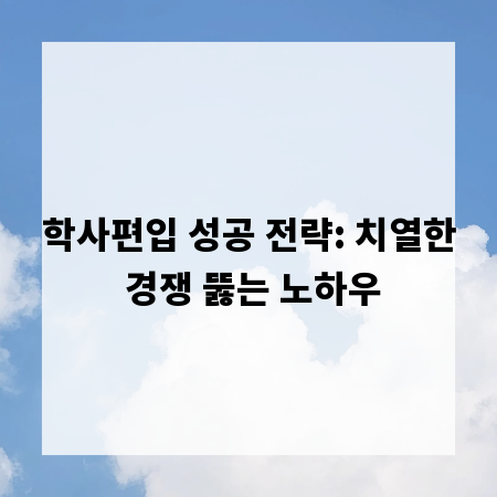 학사편입 성공 전략: 치열한 경쟁 뚫는 노하우