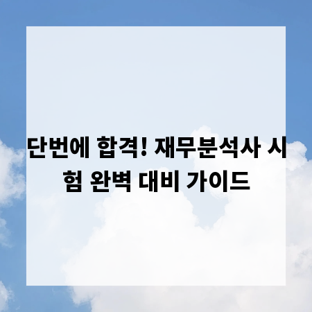 단번에 합격! 재무분석사 시험 완벽 대비 가이드