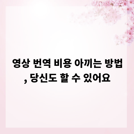 영상 번역 비용 아끼는 방법, 당신도 할 수 있어요