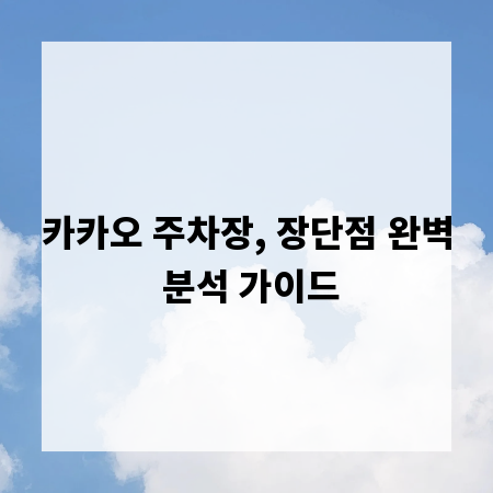 카카오 주차장, 장단점 완벽 분석 가이드