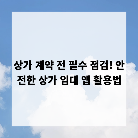 상가 계약 전 필수 점검! 안전한 상가 임대 앱 활용법