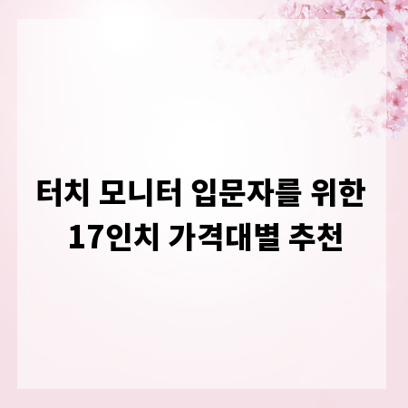 터치 모니터 입문자를 위한 17인치 가격대별 추천