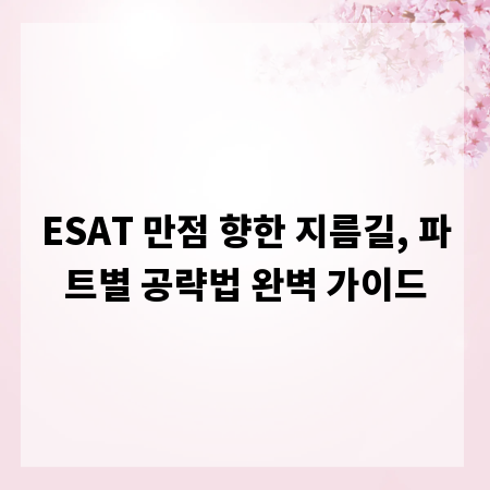 ESAT 만점 향한 지름길, 파트별 공략법 완벽 가이드
