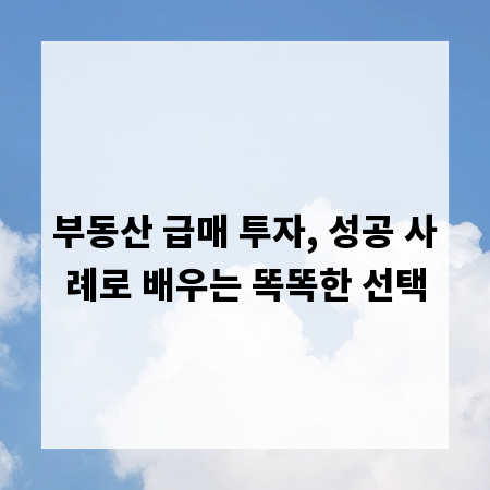 부동산 급매 투자, 성공 사례로 배우는 똑똑한 선택