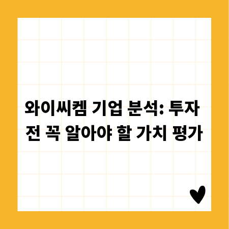 와이씨켐 기업 분석: 투자 전 꼭 알아야 할 가치 평가