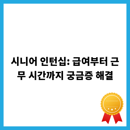 시니어 인턴십: 급여부터 근무 시간까지 궁금증 해결