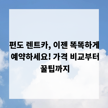 편도 렌트카, 이젠 똑똑하게 예약하세요! 가격 비교부터 꿀팁까지