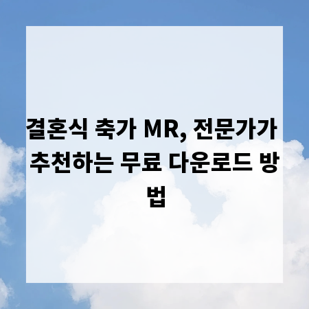 결혼식 축가 MR, 전문가가 추천하는 무료 다운로드 방법