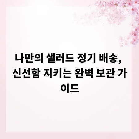 나만의 샐러드 정기 배송, 신선함 지키는 완벽 보관 가이드