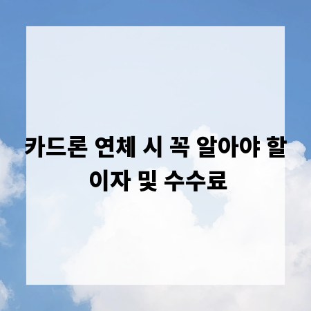 카드론 연체 시 꼭 알아야 할 이자 및 수수료