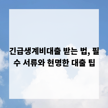긴급생계비대출 받는 법, 필수 서류와 현명한 대출 팁