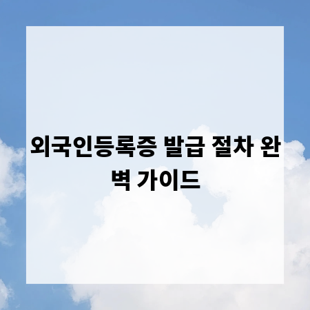 외국인등록증 발급 절차 완벽 가이드