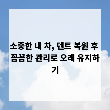 소중한 내 차, 덴트 복원 후 꼼꼼한 관리로 오래 유지하기