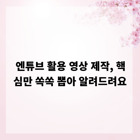엔튜브 활용 영상 제작, 핵심만 쏙쏙 뽑아 알려드려요