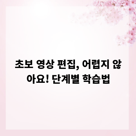 초보 영상 편집, 어렵지 않아요! 단계별 학습법