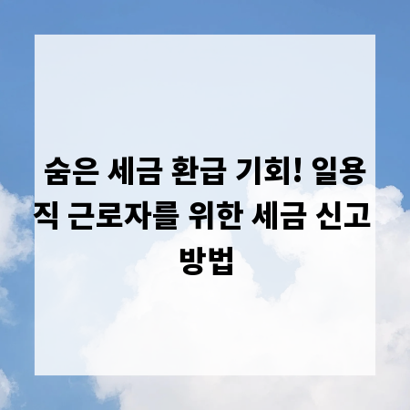 숨은 세금 환급 기회! 일용직 근로자를 위한 세금 신고 방법