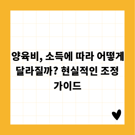 양육비, 소득에 따라 어떻게 달라질까? 현실적인 조정 가이드