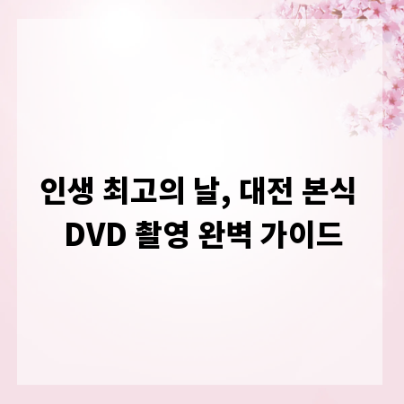 인생 최고의 날, 대전 본식 DVD 촬영 완벽 가이드