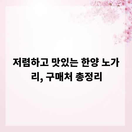 저렴하고 맛있는 한양 노가리, 구매처 총정리