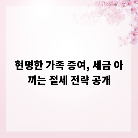 현명한 가족 증여, 세금 아끼는 절세 전략 공개