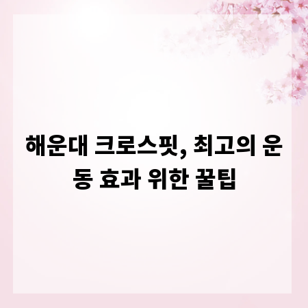 해운대 크로스핏, 최고의 운동 효과 위한 꿀팁