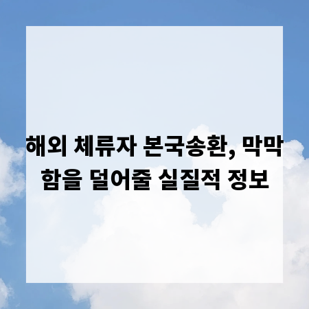 해외 체류자 본국송환, 막막함을 덜어줄 실질적 정보