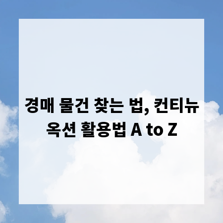 경매 물건 찾는 법, 컨티뉴옥션 활용법 A to Z
