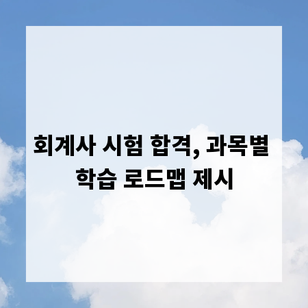 회계사 시험 합격, 과목별 학습 로드맵 제시