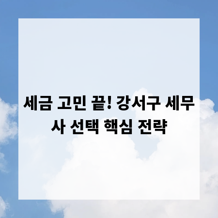 세금 고민 끝! 강서구 세무사 선택 핵심 전략
