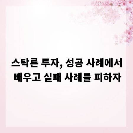 스탁론 투자, 성공 사례에서 배우고 실패 사례를 피하자