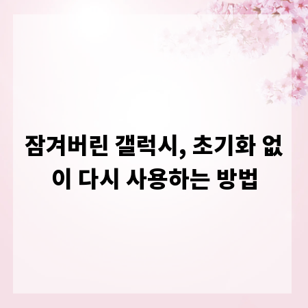 잠겨버린 갤럭시, 초기화 없이 다시 사용하는 방법